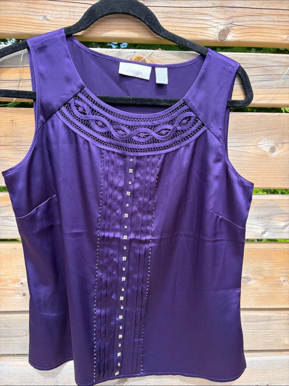 Chico's Purple Sleeveless Embellished Shell